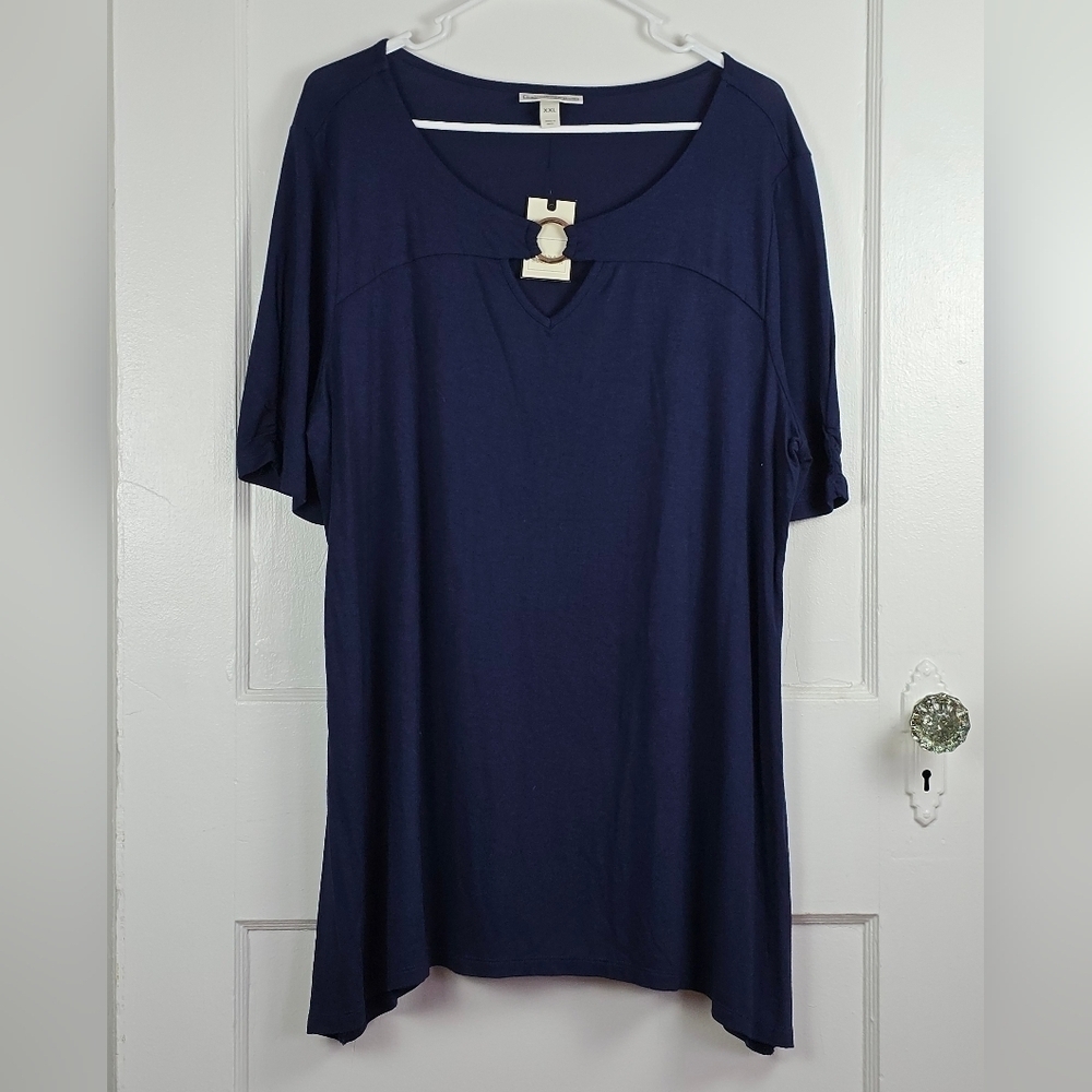 NWT Dana Buchman Navy Blue Knit Top XXL